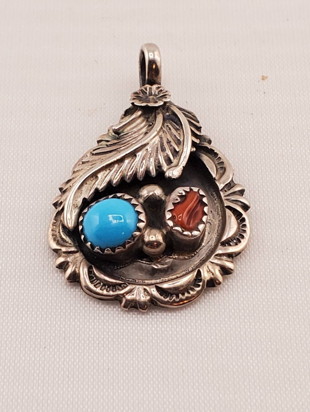 Richard Begay Sterling Turquoise Pendant